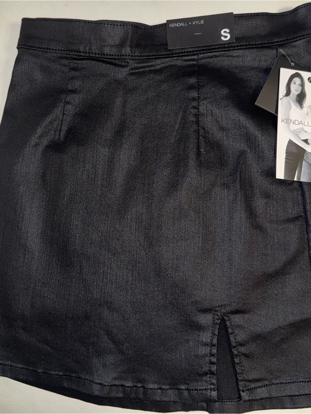 Kendall & Kylie Black Mini Skirt with Front Slit